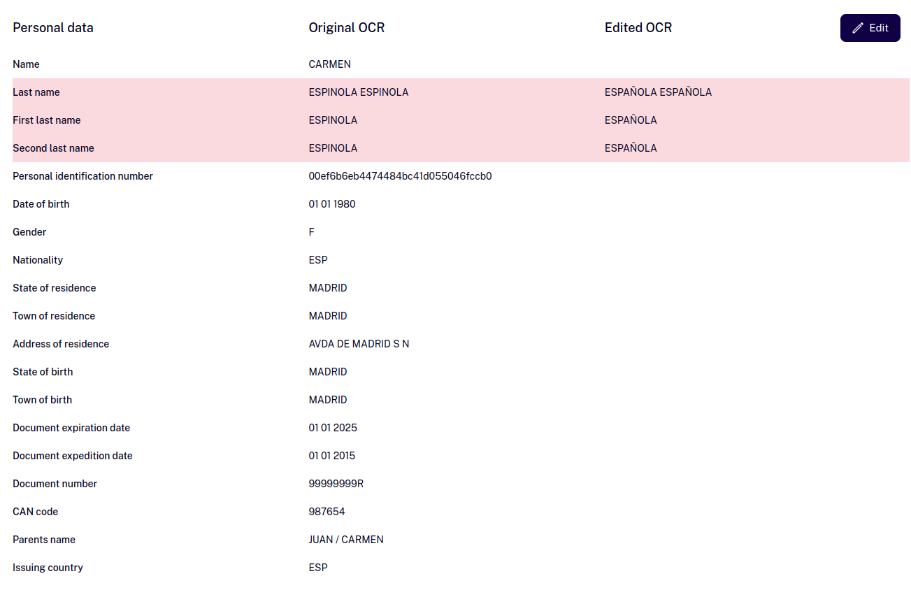 Edited OCR Document tab