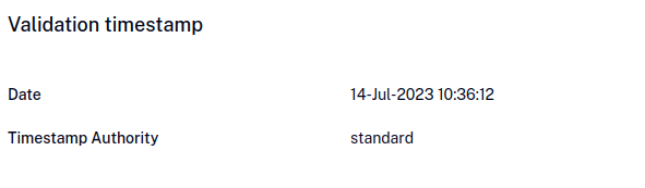 Timestamp Validation information tab