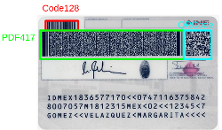 Bidimensional codes examples in Mexican ID (MX_IDCard_2014)