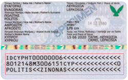 MRZ Example in Cyprus ID (CY_IDCard_2021)